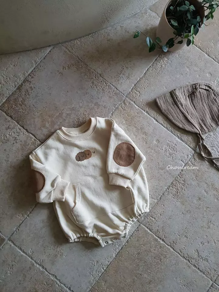 Choucream - Korean Baby Fashion - #babyootd - Patch Sweatshirt Bodysuit - 3