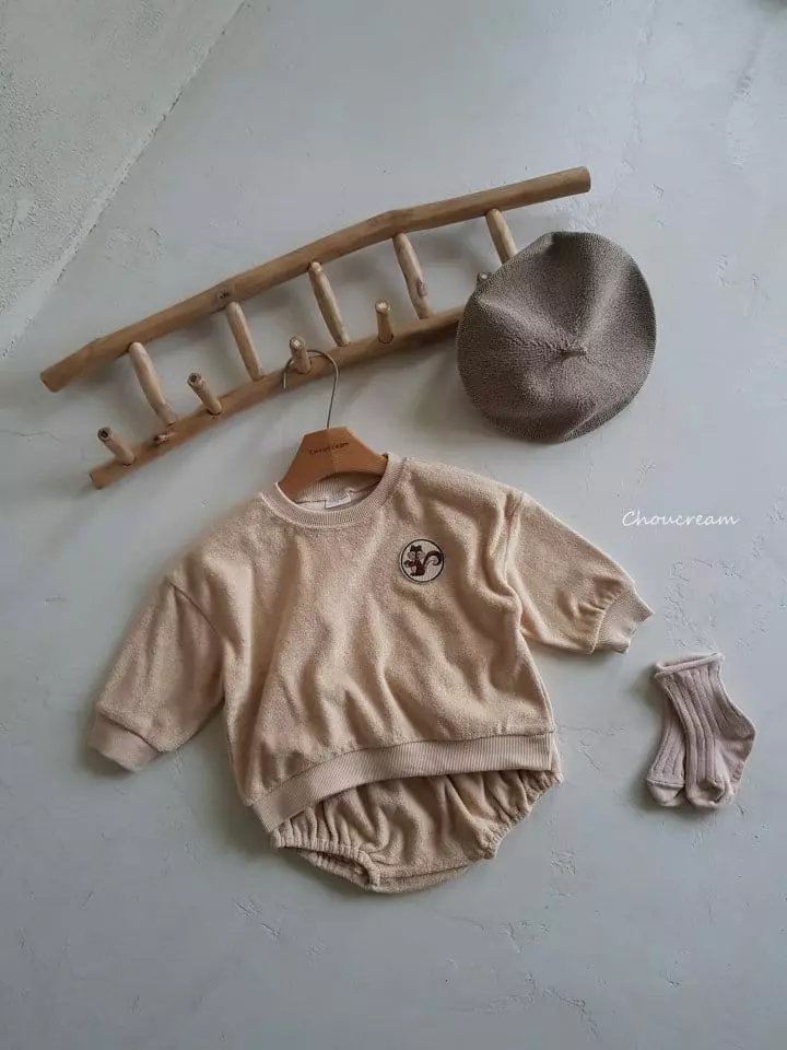 Choucream - Korean Baby Fashion - #babyoutfit - Squirrel Terry Top Bottom Set - 8
