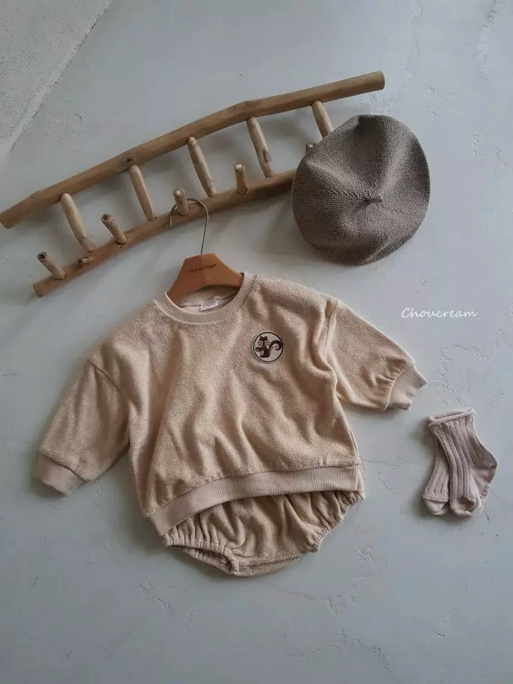 Choucream - Korean Baby Fashion - #babyoutfit - Squirrel Terry Top Bottom Set - 9