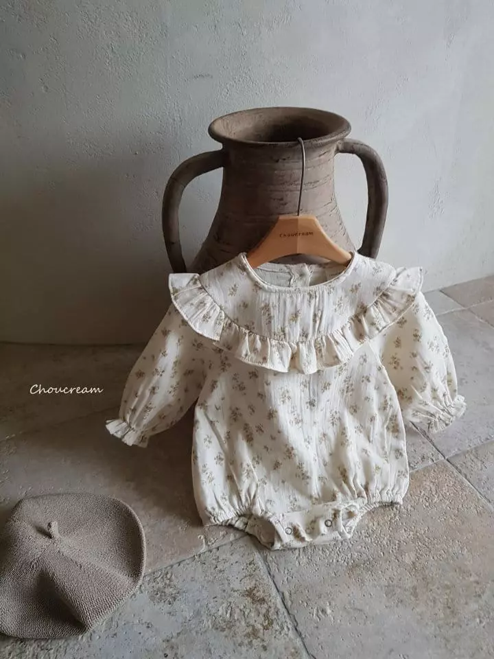 Choucream - Korean Baby Fashion - #babyoutfit - Lucy Flower Frill Bodysuitr - 2