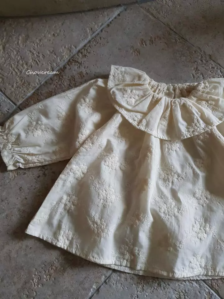 Choucream - Korean Baby Fashion - #babyoutfit - Embrodiery Flower Blouse - 7