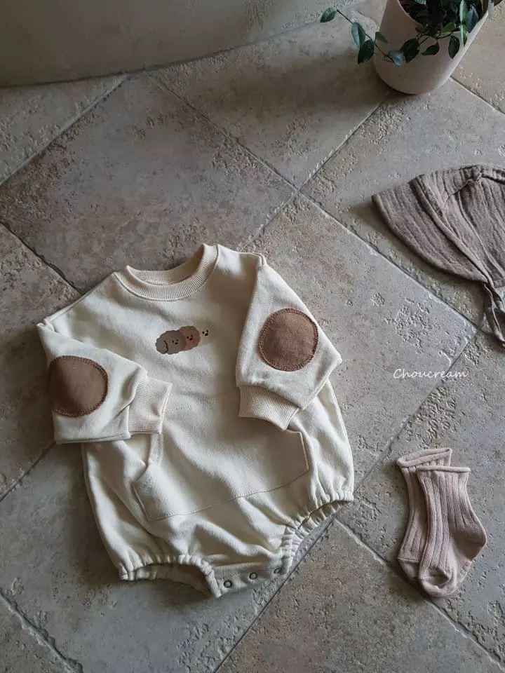 Choucream - Korean Baby Fashion - #onlinebabyboutique - Patch Sweatshirt Bodysuit - 7
