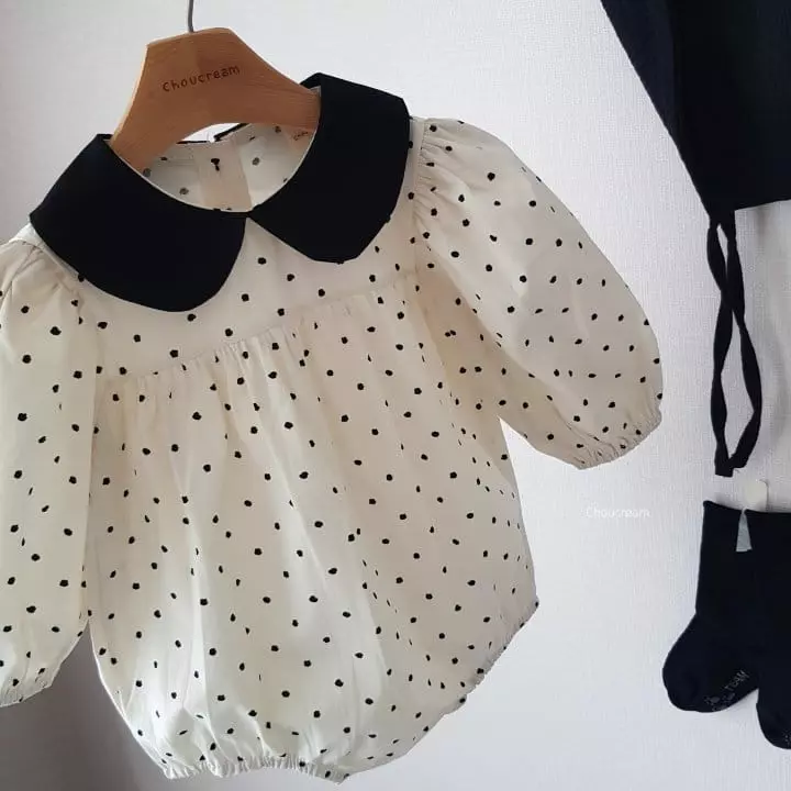 Choucream - Korean Baby Fashion - #onlinebabyshop - Dot Collar Bodysuit - 9