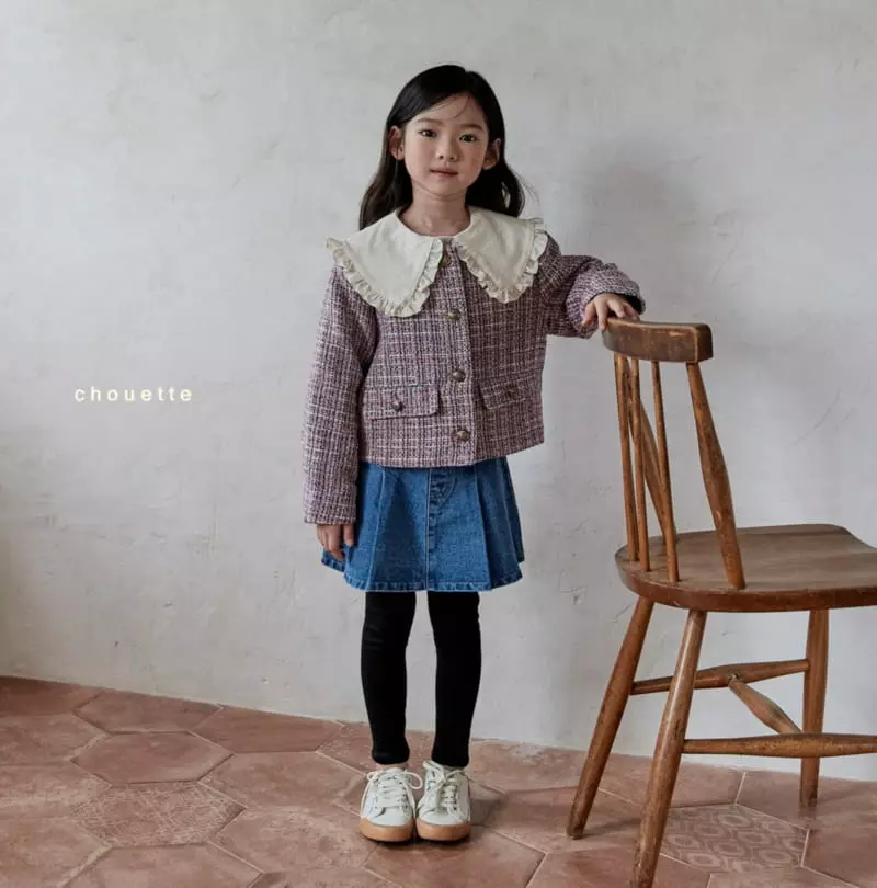 Chouette - Korean Children Fashion - #kidzfashiontrend - Denim Wrinkle Skirt Leggings - 4