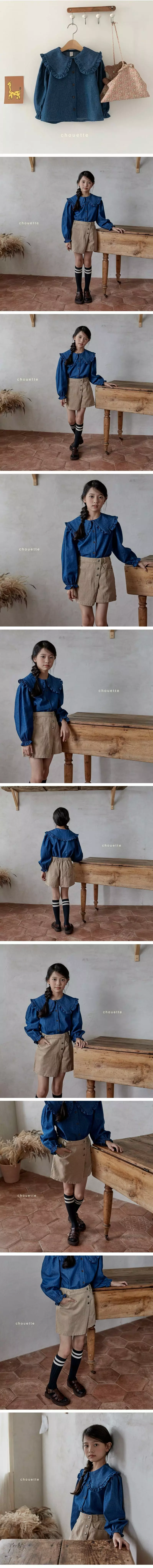 Chouette - Korean Children Fashion - #designkidswear - Denim Ruffle Blouse - 2