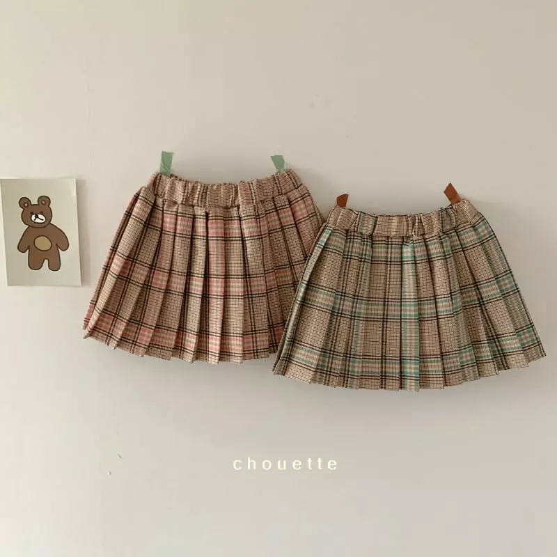Chouette - Korean Children Fashion - #fashionkids - Shu Check Wrinkle Skirt