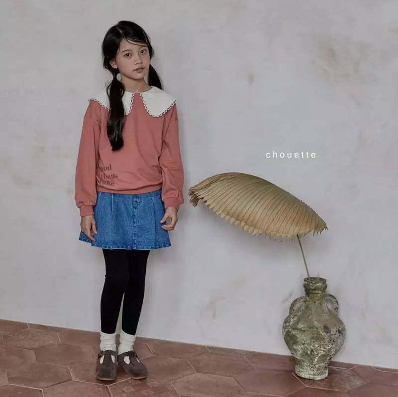 Chouette - Korean Children Fashion - #kidzfashiontrend - Denim Wrinkle Skirt Leggings - 3
