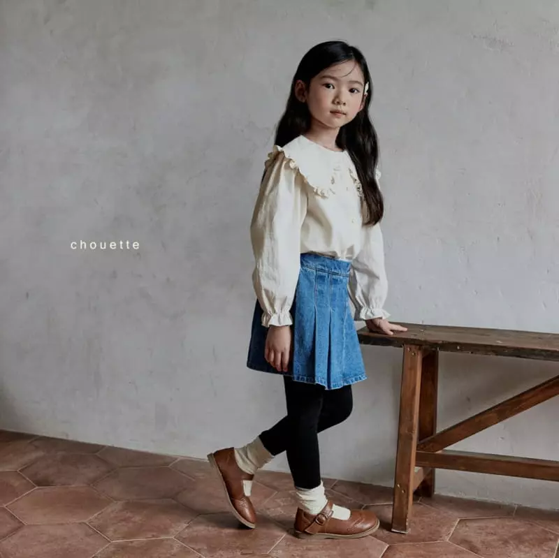 Chouette - Korean Children Fashion - #magicofchildhood - Denim Wrinkle Skirt Leggings - 6