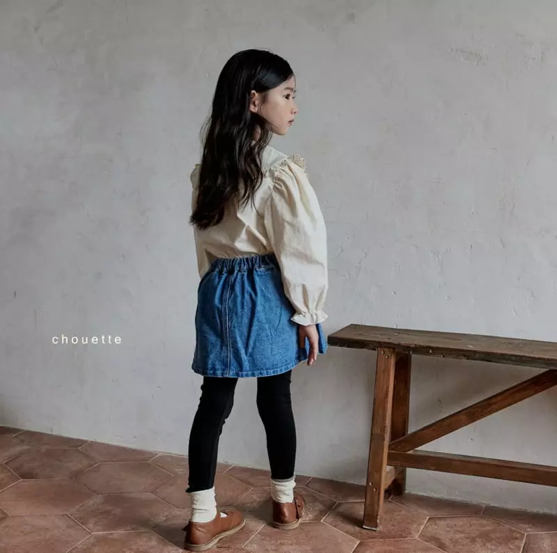 Chouette - Korean Children Fashion - #minifashionista - Denim Wrinkle Skirt Leggings - 7