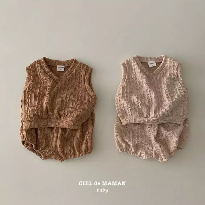 Ciel De Maman - Korean Baby Fashion - #babyboutiqueclothing - Bebe Twist Vest Set - 8
