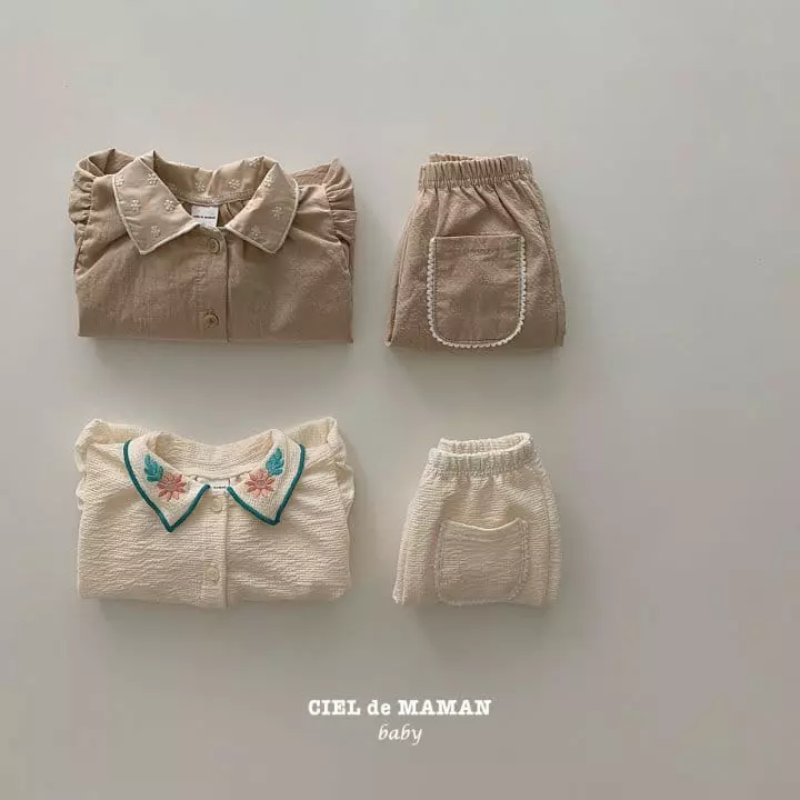 Ciel De Maman - Korean Baby Fashion - #babygirlfashion - Bebe Embroidery Top Bottom Set - 11
