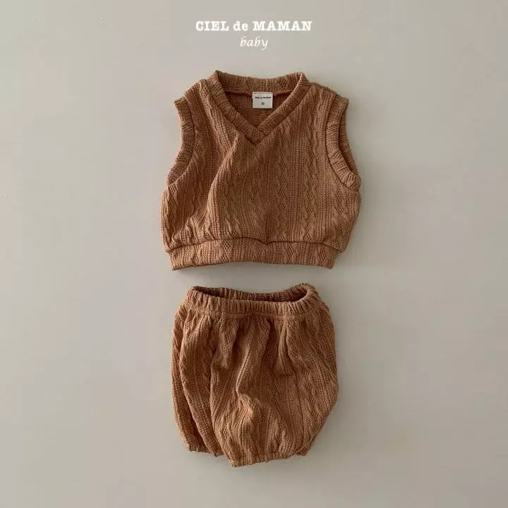 Ciel De Maman - Korean Baby Fashion - #babyoutfit - Bebe Twist Vest Set