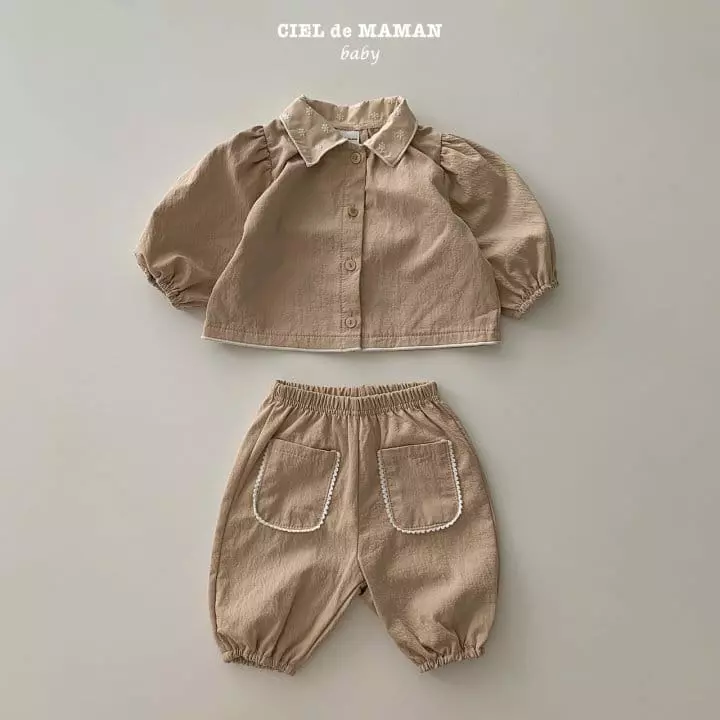 Ciel De Maman - Korean Baby Fashion - #babywear - Bebe Embroidery Top Bottom Set - 2