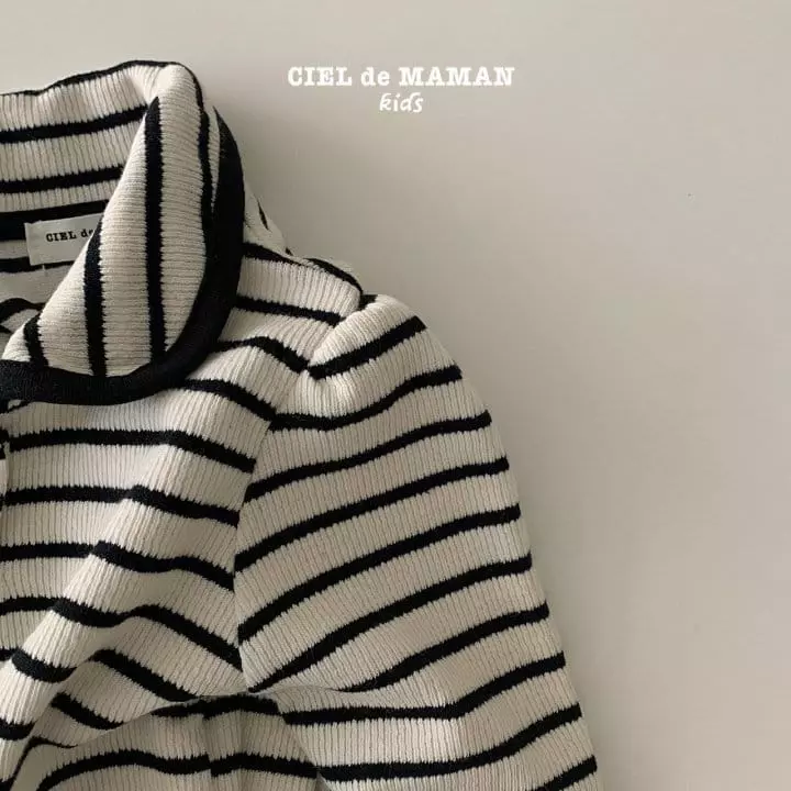Ciel De Maman - Korean Children Fashion - #Kfashion4kids - Stripes Collar Tee - 3