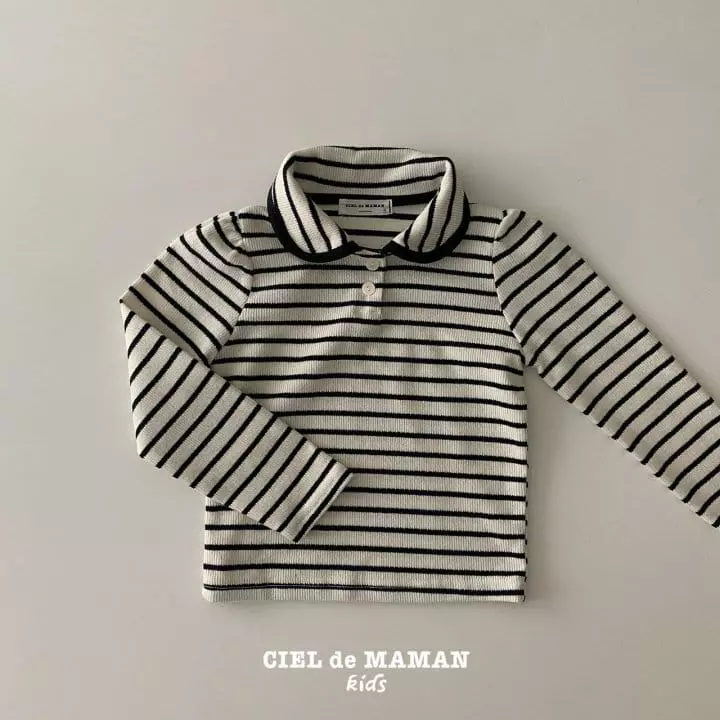 Ciel De Maman - Korean Children Fashion - #childofig - Stripes Collar Tee - 8