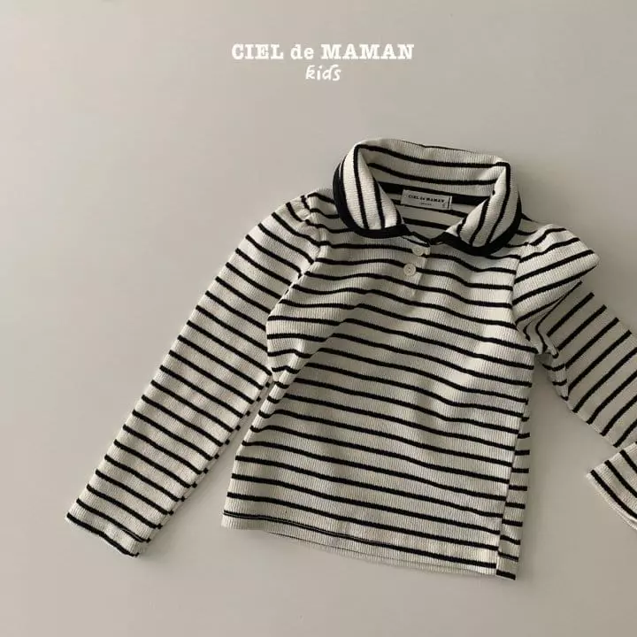 Ciel De Maman - Korean Children Fashion - #childofig - Stripes Collar Tee - 9