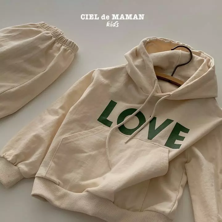 Ciel De Maman - Korean Children Fashion - #childofig - Love Hoody Top Bottom Set - 3