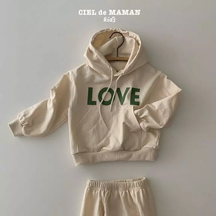 Ciel De Maman - Korean Children Fashion - #childofig - Love Hoody Top Bottom Set - 4