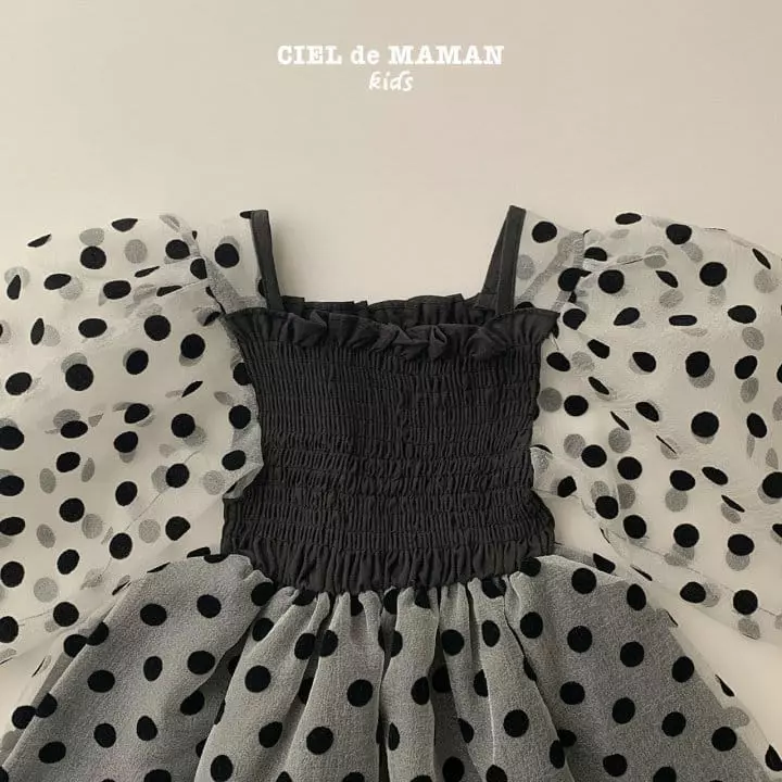 Ciel De Maman - Korean Children Fashion - #childrensboutique - Dot Smocked One-piece