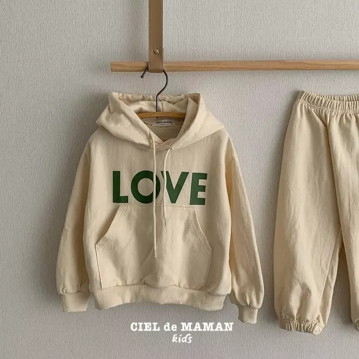 Ciel De Maman - Korean Children Fashion - #childrensboutique - Love Hoody Top Bottom Set - 5