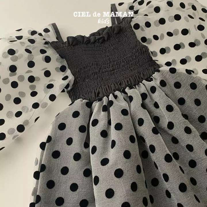 Ciel De Maman - Korean Children Fashion - #designkidswear - Dot Smocked One-piece - 2