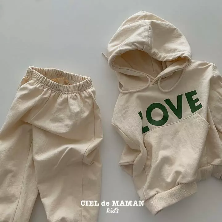 Ciel De Maman - Korean Children Fashion - #discoveringself - Love Hoody Top Bottom Set - 7
