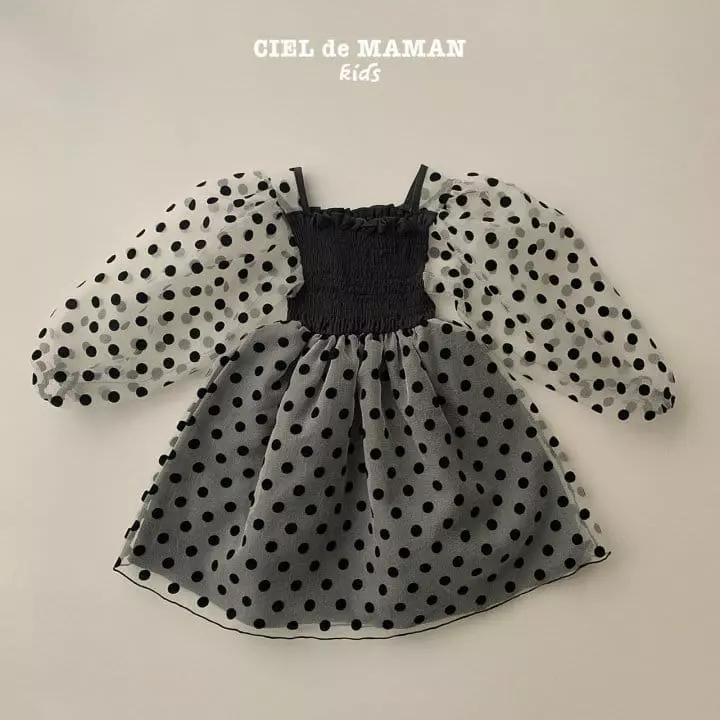 Ciel De Maman - Korean Children Fashion - #discoveringself - Dot Smocked One-piece - 4
