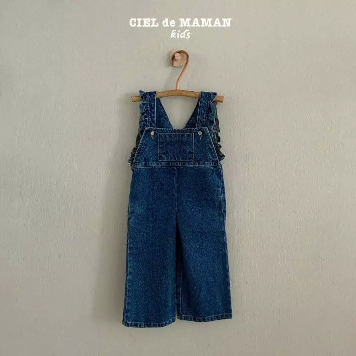 Ciel De Maman - Korean Children Fashion - #fashionkids - Frill Denim Dungarees - 11