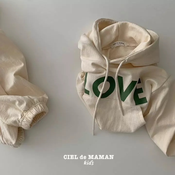 Ciel De Maman - Korean Children Fashion - #fashionkids - Love Hoody Top Bottom Set - 8