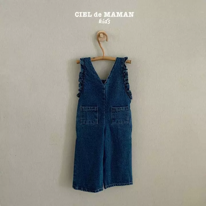 Ciel De Maman - Korean Children Fashion - #kidsshorts - Frill Denim Dungarees - 12