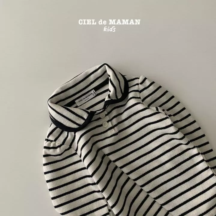 Ciel De Maman - Korean Children Fashion - #Kfashion4kids - Stripes Collar Tee - 4