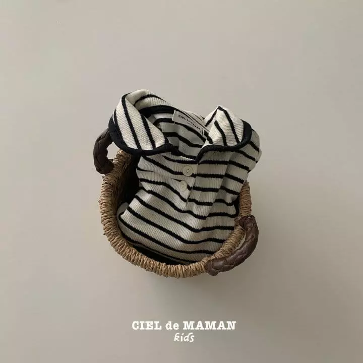 Ciel De Maman - Korean Children Fashion - #magicofchildhood - Stripes Collar Tee - 5
