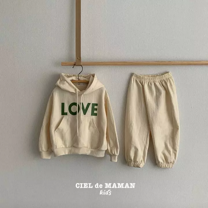 Ciel De Maman - Korean Children Fashion - #minifashionista - Love Hoody Top Bottom Set