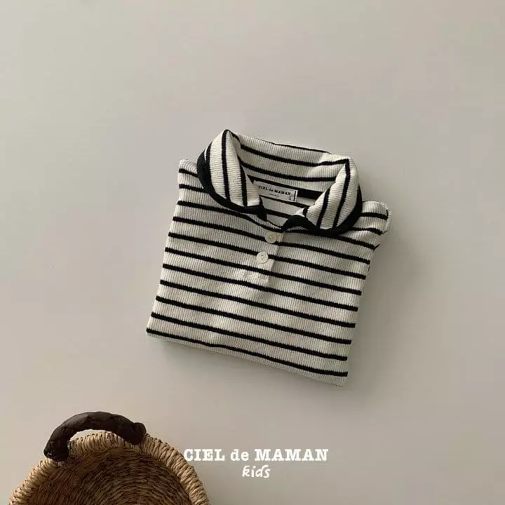 Ciel De Maman - Korean Children Fashion - #prettylittlegirls - Stripes Collar Tee - 7