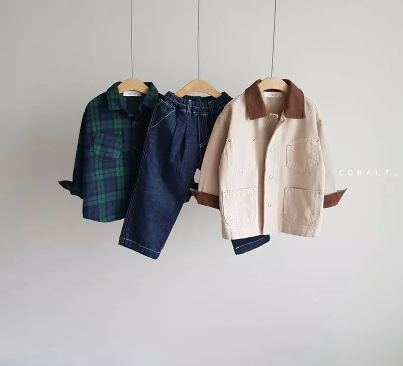 Cobalt - Korean Children Fashion - #littlefashionista - Tan Check Shirt - 6