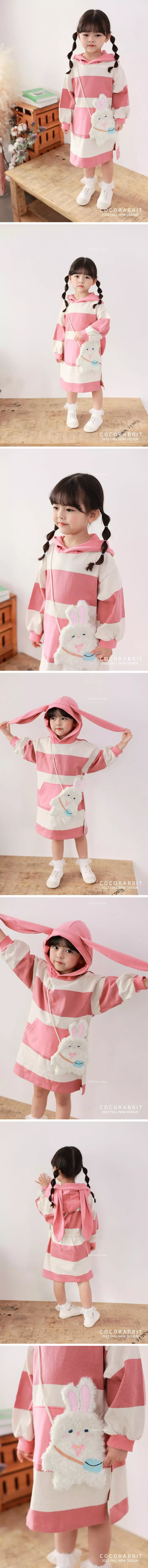 Coco Rabbit - Korean Children Fashion - #Kfashion4kids - Stripes Bag Bear Hoody One-piece