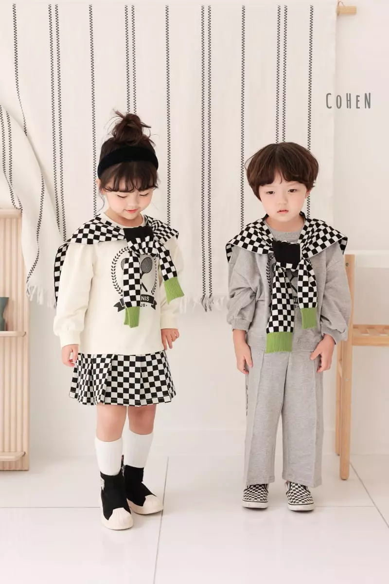 Cohen - Korean Children Fashion - #childofig - Check Line Top Bottom Set - 2