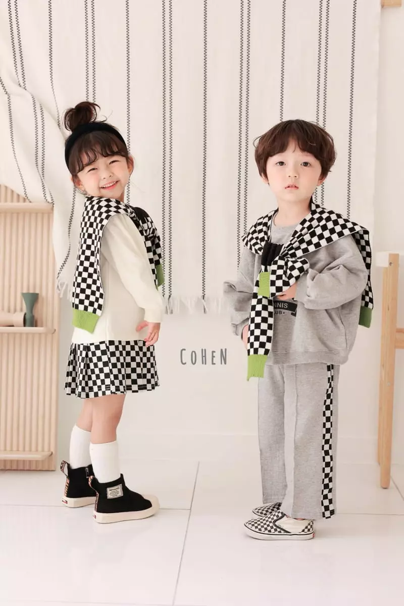 Cohen - Korean Children Fashion - #fashionkids - Check Line Top Bottom Set - 6