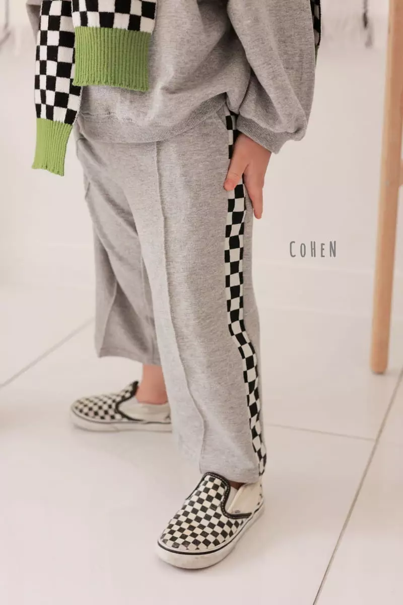 Cohen - Korean Children Fashion - #kidsshorts - Check Line Top Bottom Set - 7