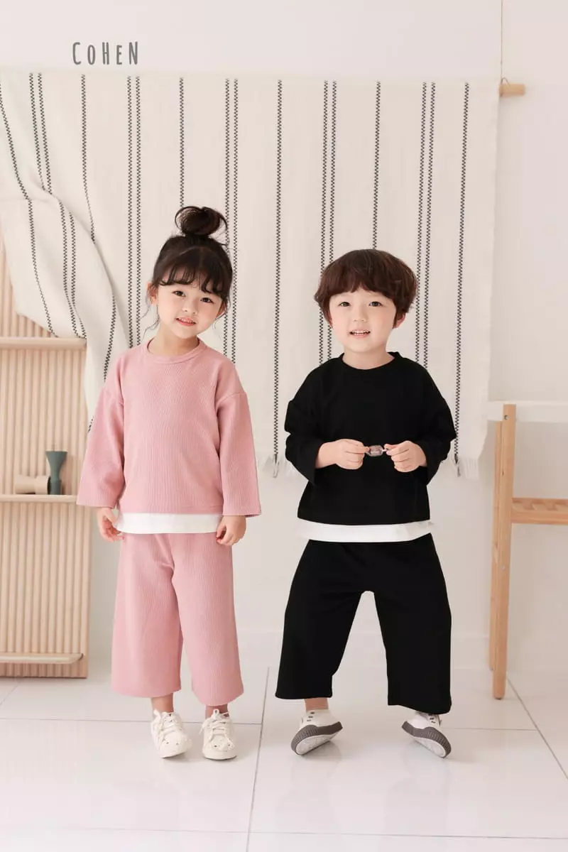 Cohen - Korean Children Fashion - #kidsshorts - Edge Top Bottom Set - 4