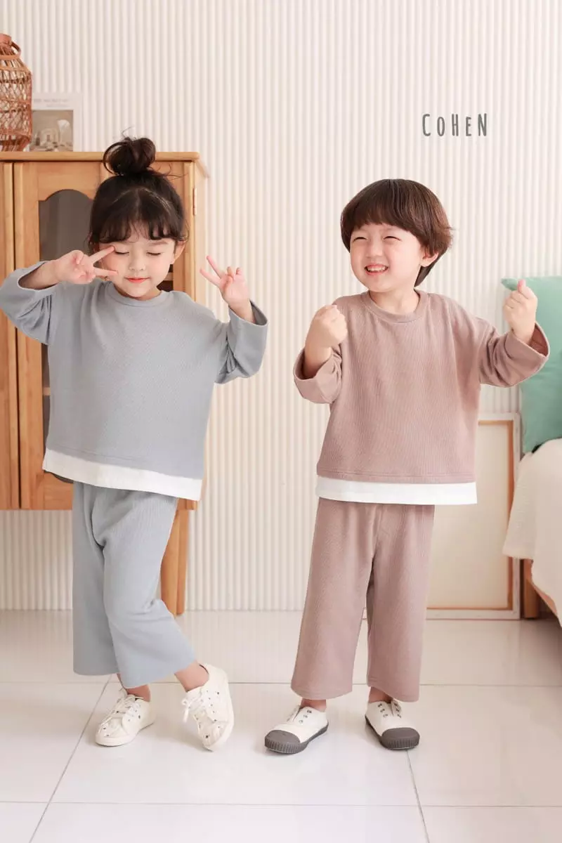 Cohen - Korean Children Fashion - #toddlerclothing - Edge Top Bottom Set - 12