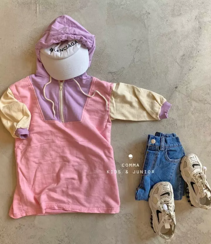 Comma - Korean Children Fashion - #Kfashion4kids - Half Zip-up One-piece
