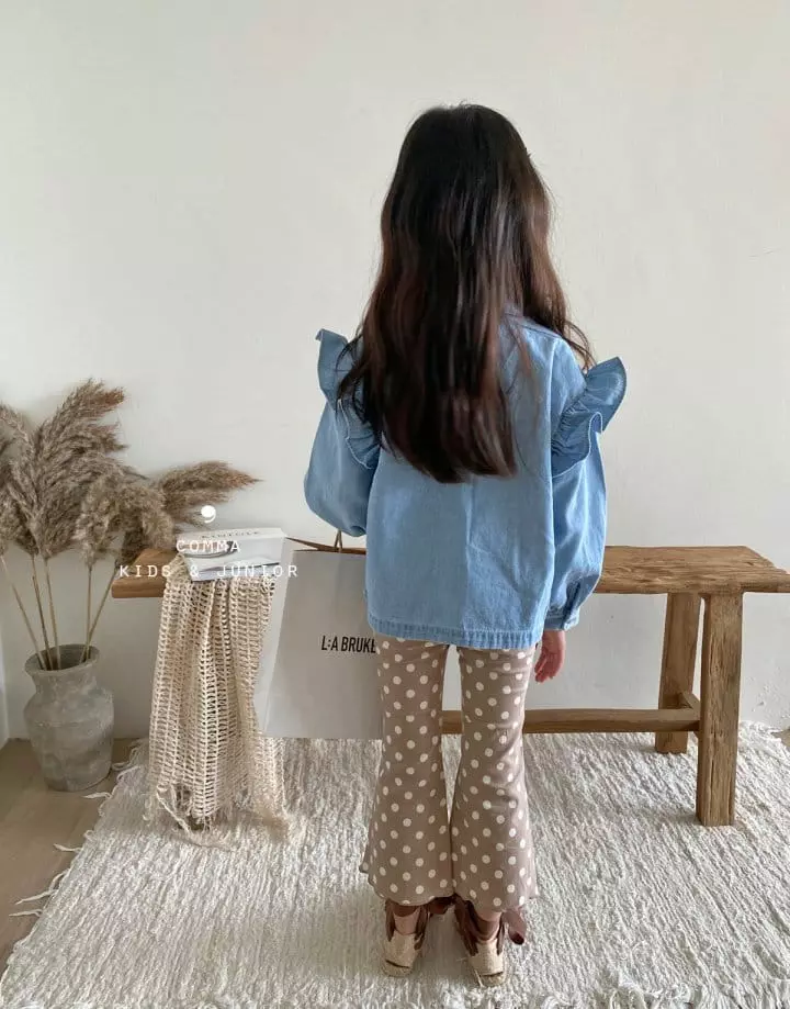Comma - Korean Children Fashion - #kidzfashiontrend - Denim Frill Shirt - 4