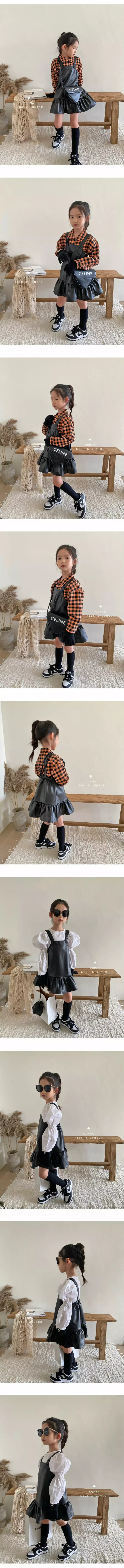 Comma - Korean Children Fashion - #fashionkids - Leather Dungarees One-piece - 2