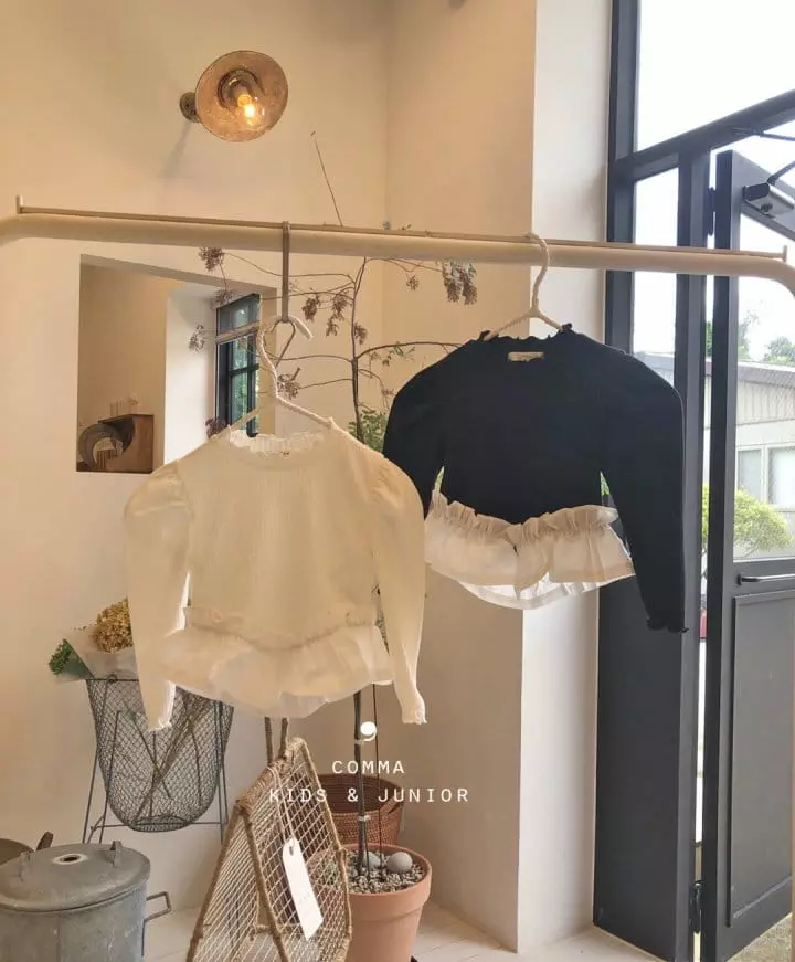 Comma - Korean Children Fashion - #kidsshorts - Botton Frill tee