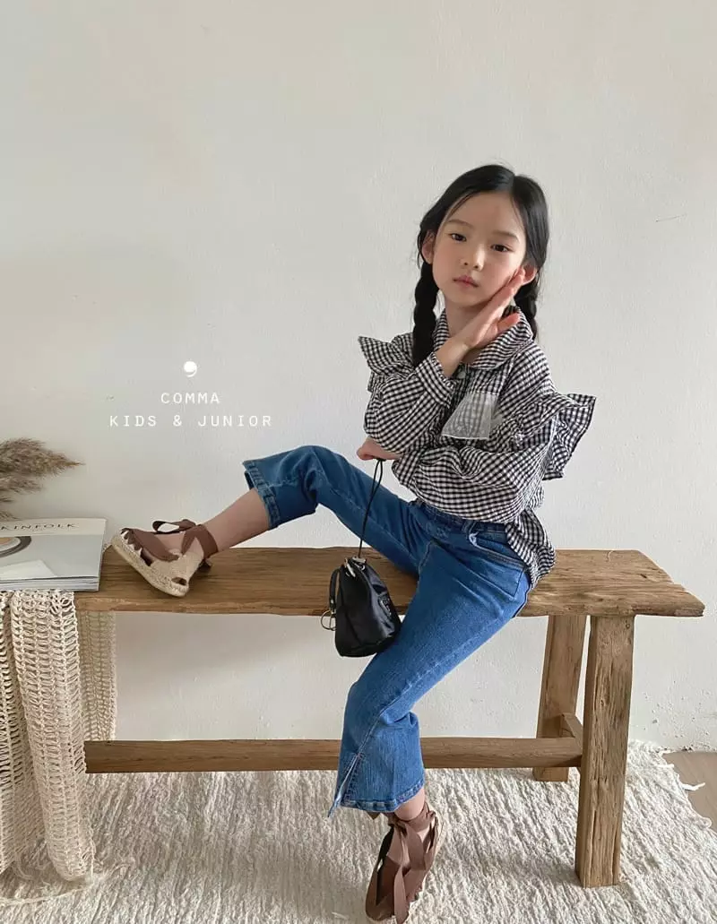 Comma - Korean Children Fashion - #kidsshorts - Check Ruffle Blouse - 2