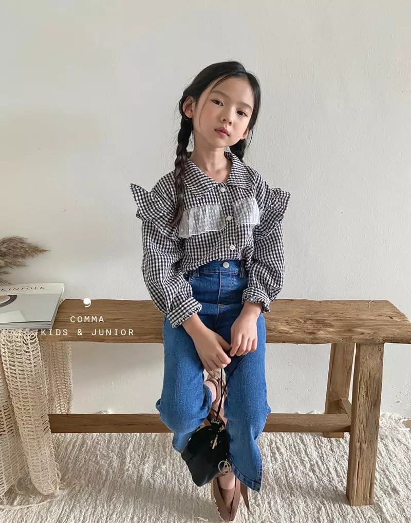 Comma - Korean Children Fashion - #kidsstore - Check Ruffle Blouse - 3