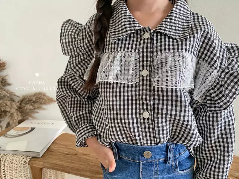 Comma - Korean Children Fashion - #magicofchildhood - Check Ruffle Blouse - 7