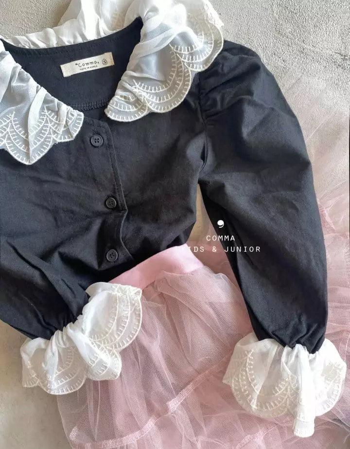 Comma - Korean Children Fashion - #minifashionista - Lace Collar Blouse - 6