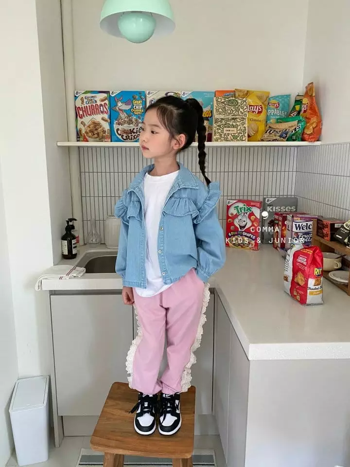 Comma - Korean Children Fashion - #minifashionista - Denim Frill Shirt - 7